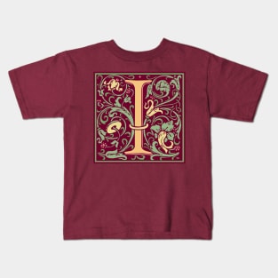 William Morris Vintage Letter I Kids T-Shirt